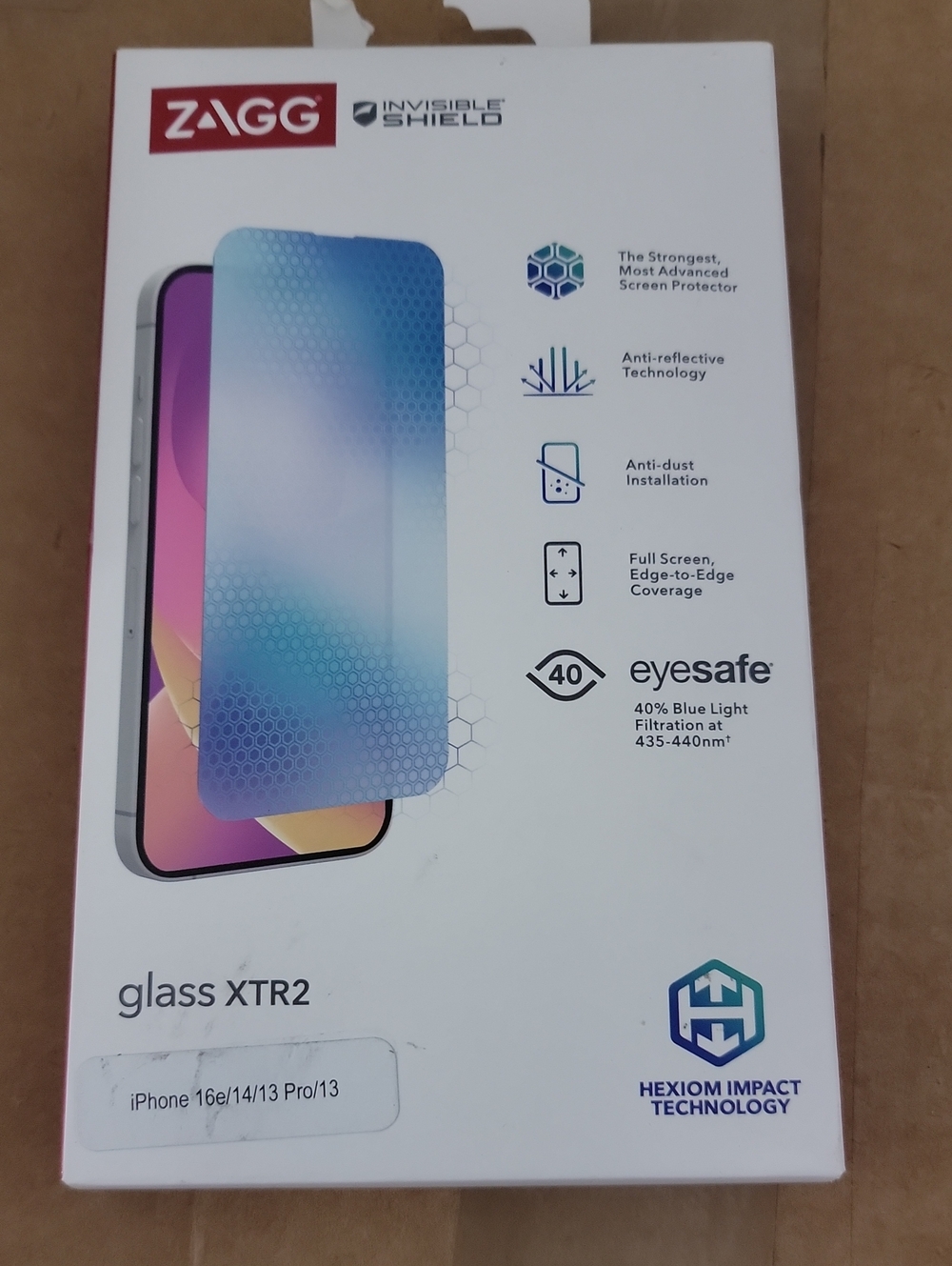ZAGG InvisibleShield Glass XTR2 Screen Protector for iPhone 16e, 14, 13, 13 Pro